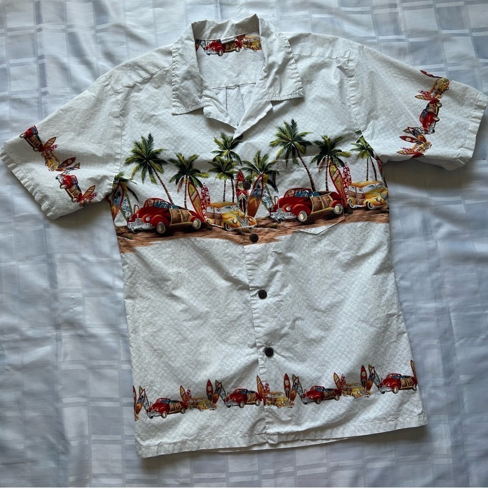 Palmwave Hawaiian Surf Board & Truck Button Down T-shirt